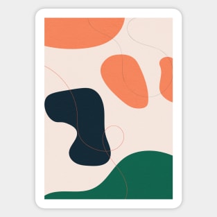 Abstract Mid Century Shapes, Coral Tones Sticker